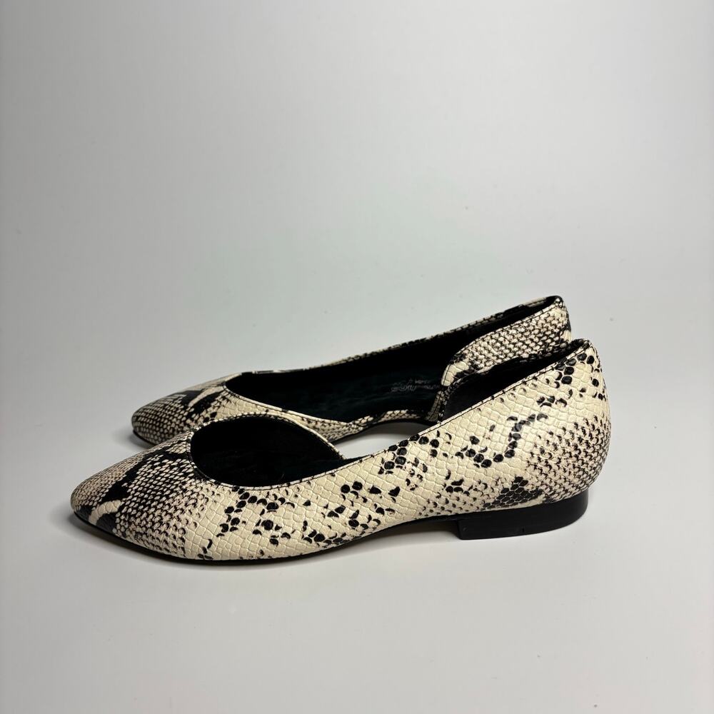 Walking Cradles Raya D'orsay Flats in Bone/Black Snake Print Leather (Wide)